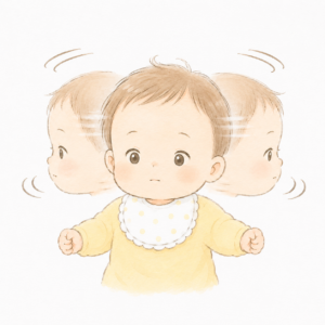 首を振っている赤ちゃんの絵